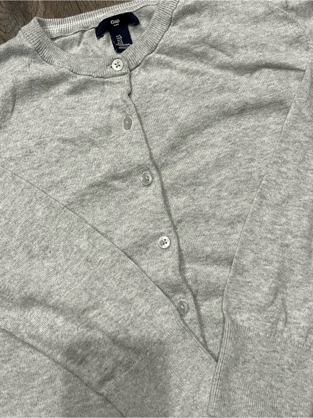 Gap Kids Light Gray Crewneck Button Cardigan